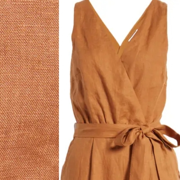 linen Jumpsuit 100% linen warm burnt orange womans size XL - Picture 3 of 4